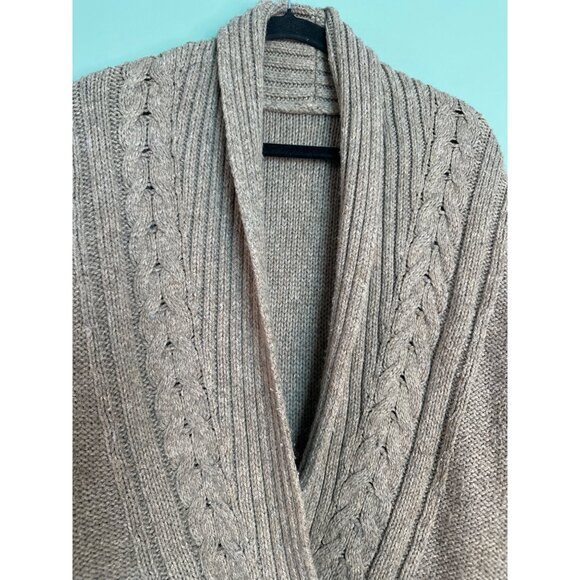 Sonoma Women’s L Tan Cable Knit Sweater Cozy Classic Preppy Fall Winter Neutral - Picture 2 of 7